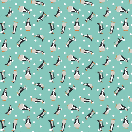 Licensed Mary Poppins 2 Playful Penguins Blue 85460204-02 Cotton Woven Fabric