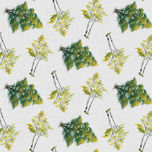 The Joy of Painting by Bob Ross Happy Trees Gray 5431-16 Digitally Printed Cotton Woven Fabric