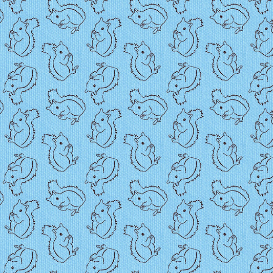 The Joy of Painting by Bob Ross Tossed Squirrels Blue 5430-73 Digitally Printed Cotton Woven Fabric