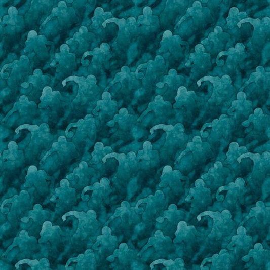 Football Novelteenies by Dan Morris Football Player Blender Teal 27987Q Cotton Woven Fabric