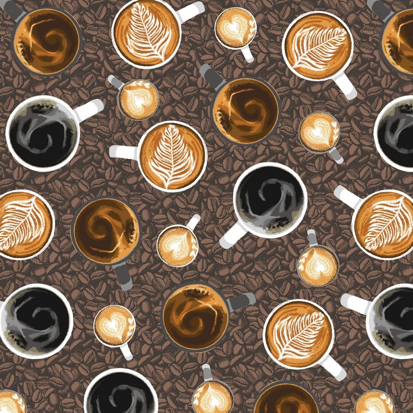 Coffee Shop by Whistler Studios Latte Art Grey 52260-8 Cotton Woven Fabric