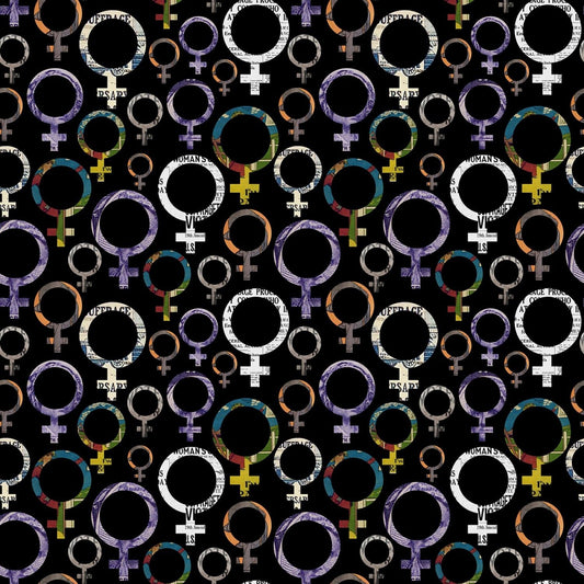 Votes for Women by Sandra Sider Venus Symbol Medium 12317B-99 Digitally Printed Cotton Woven Fabric