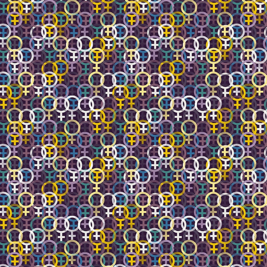 Votes for Women by Sandra Sider Venus Symbol Small 12318B-99 Digitally Printed Cotton Woven Fabric