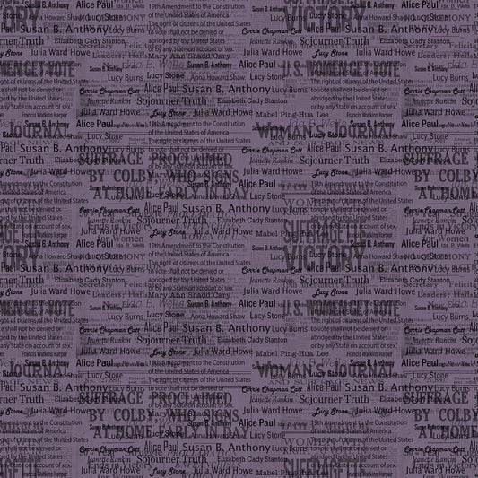 Votes for Women by Sandra Sider Amendment Names Purple 12321B-66 Digitally Printed Cotton Woven Fabric