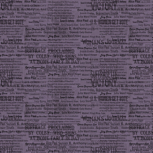 Votes for Women by Sandra Sider Amendment Names Purple 12321B-66 Digitally Printed Cotton Woven Fabric