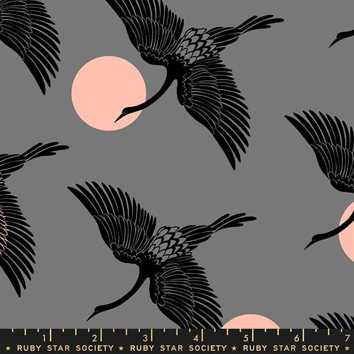 Florida by Sarah Watts of Ruby Star Society Egrets Slate Gray RS2023-13 Cotton Woven Fabric