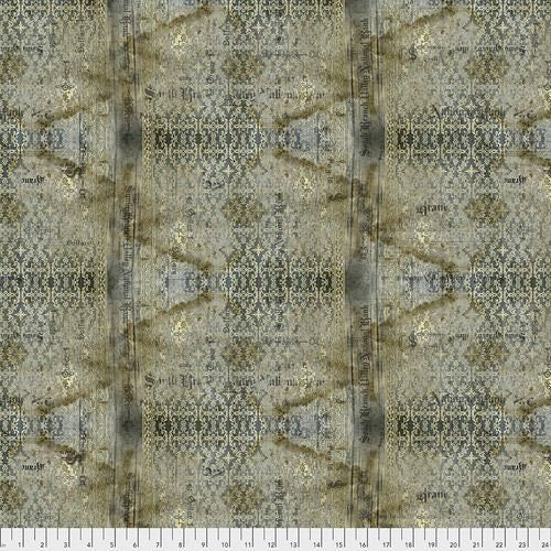 Abandoned by Tim Holtz Eclectic Elements Stained Damask Neutral PWTH133.NEUTRAL Cotton Woven Fabric