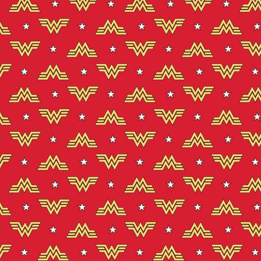 Licensed Wonder Woman 1984 Logo & Stars Red 23400825-1 Cotton Woven Fabric