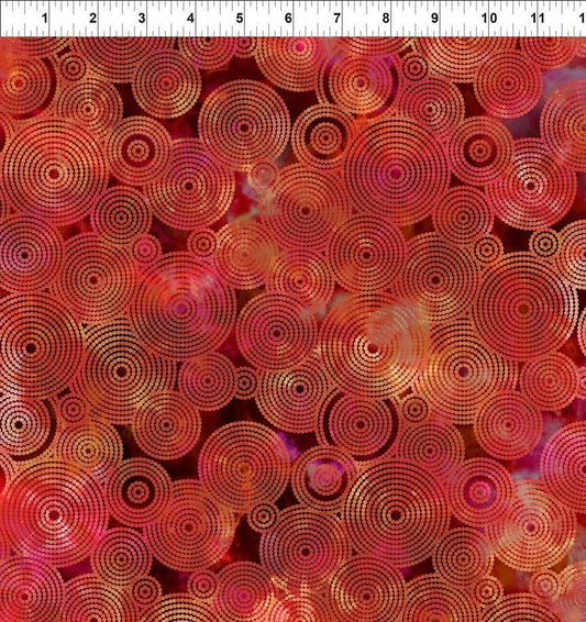 Floragraphix V by Jason Yenter Circles Red 8fge-1 Cotton Woven Fabric