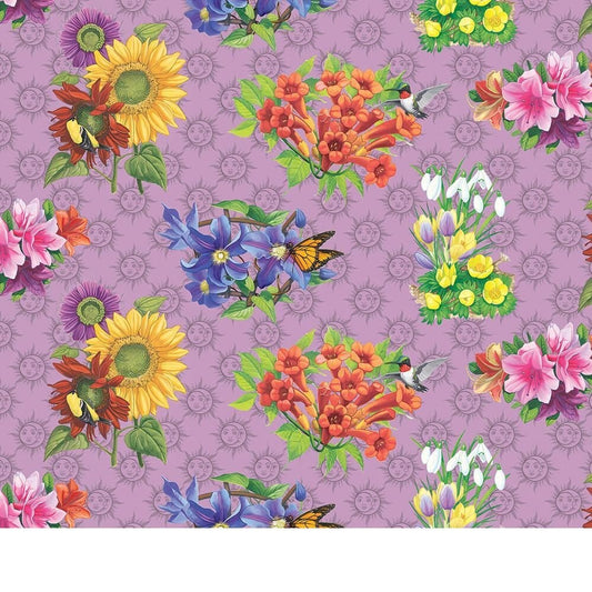 Old Farmer's Almanac Floral Floral Sundial Allover 10328 Cotton Woven Fabric