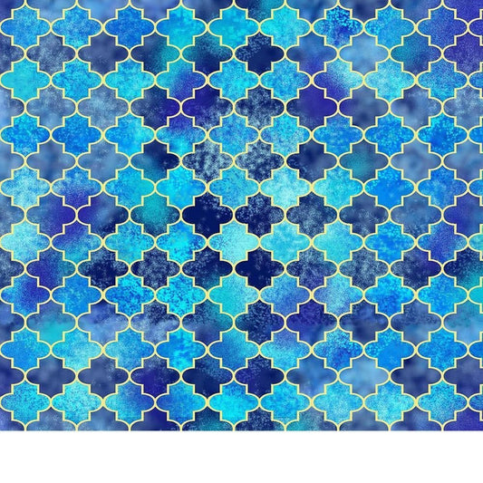 Old Farmer's Almanac Celestial Tiles Blue 10335 Cotton Woven Fabric