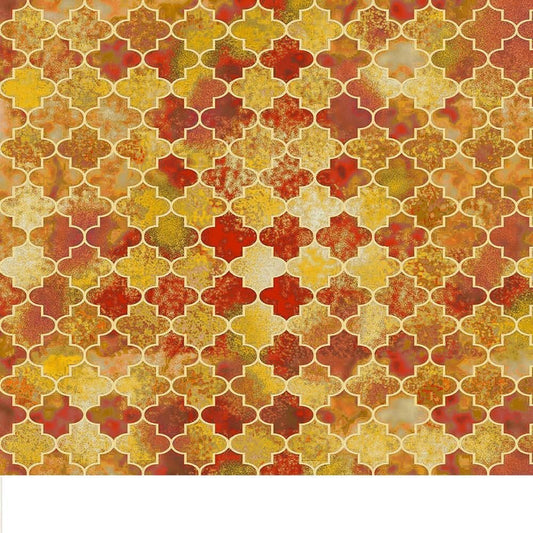 Old Farmer's Almanac Celestial Tiles Gold 10335 Cotton Woven Fabric