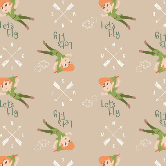 Peter Pan & Tinker Bell Peter Pan Let's Fly Beige 85330204-1 Cotton Woven Fabric