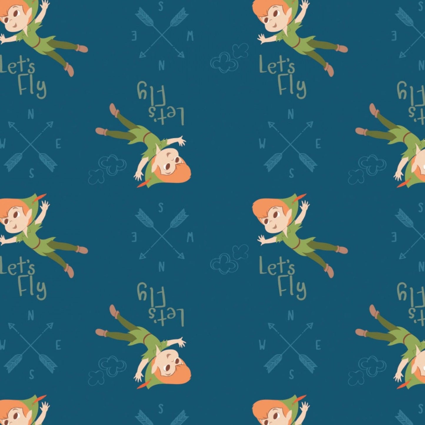 Peter Pan & Tinker Bell Peter Pan Let's Fly Blue 85330204-2 Cotton Woven Fabric