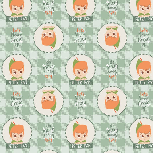 Peter Pan & Tinker Bell Peter Pan Plaid Badges Green 85330203-2 Cotton Woven Fabric