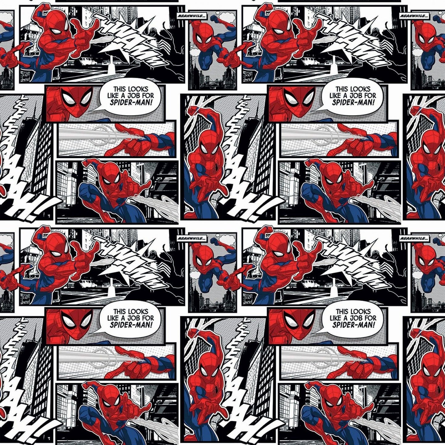 Licensed Marvel SpiderMan Comic Book Blocks 71184A620715 Cotton Woven Fabric