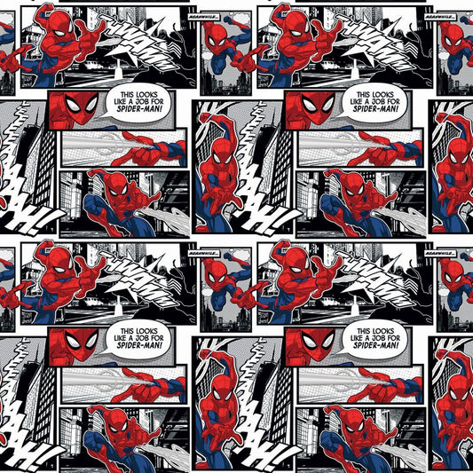 Licensed Marvel SpiderMan Comic Book Blocks 71184A620715 Cotton Woven Fabric