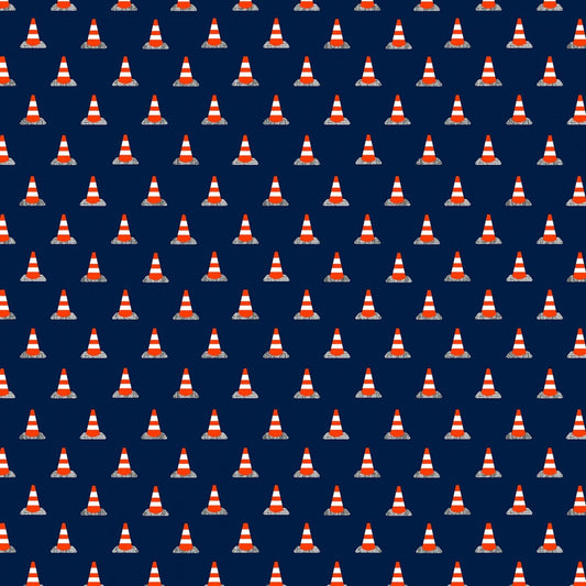 Work Zone by Whistler Studios Cones Navy 52268-2 Cotton Woven Fabric