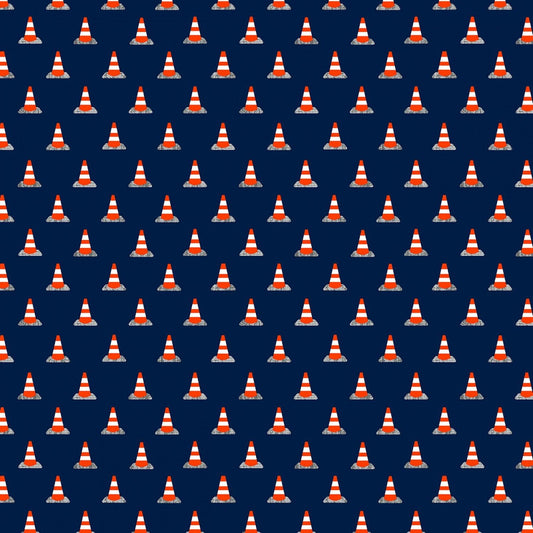 Work Zone by Whistler Studios Cones Navy 52268-2 Cotton Woven Fabric