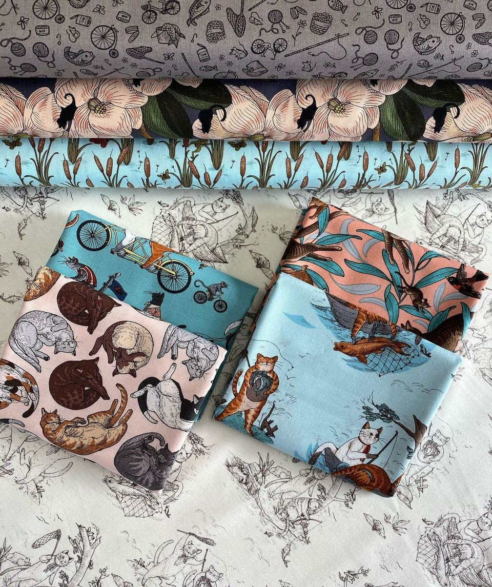 Cat Tales by Rachel Hauer On The Prowl Nectar PWRH003.NECTAR Cotton Woven Fabric