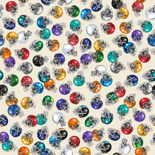 Football Novelteenies by Dan Morris Football Helmets Cream 27985-E Cotton Woven Fabric