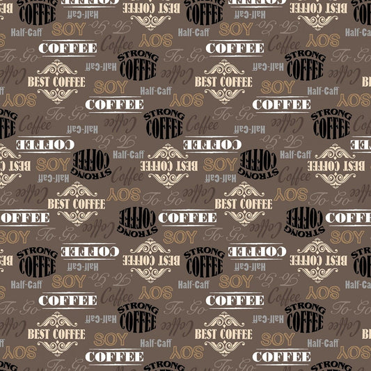 Coffee Shop by Whistler Studios Words Grey 52261-3 Cotton Woven Fabric