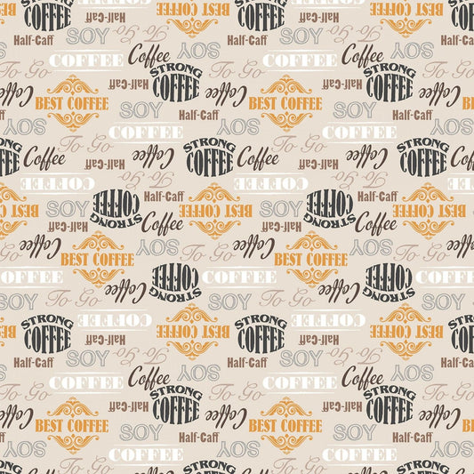 Coffee Shop by Whistler Studios Words Neutral 52261-1 Cotton Woven Fabric