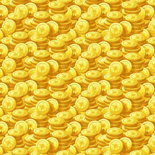 Last Piece 1 yard 31 Inches Pot of Gold by City Art Collection Gold Coins 9366-44 Cotton Woven Fabric