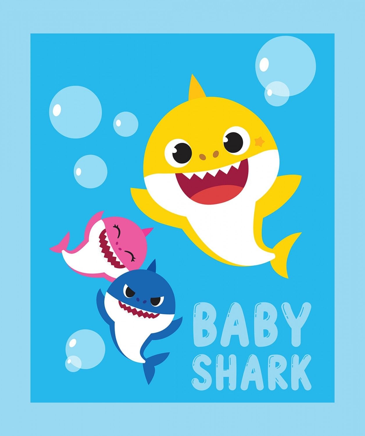 Licensed Baby Shark 36" Panel Baby Shark Family 74362A620715 Cotton Woven Panel