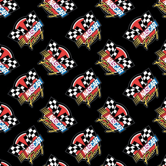 Licensed Nascar Retro Racing Flag Black 39190106-3 Cotton Woven Fabric