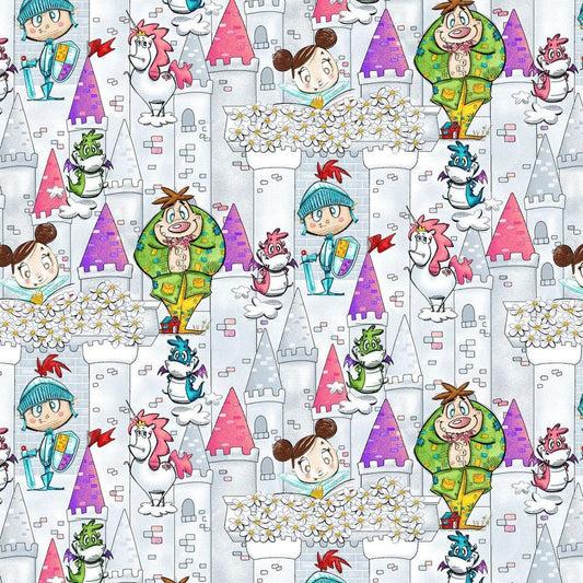 Believe in Magic by Eric Sturtevant Tower Castle White 5469-1 Cotton Woven Fabric