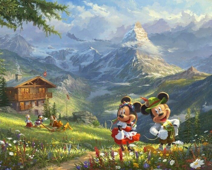 Licensed Disney Dreams Collection 3 by Thomas Kinkade Studios 36" Panel In the Alps DS-2068-9C-1 Cotton Woven Panel