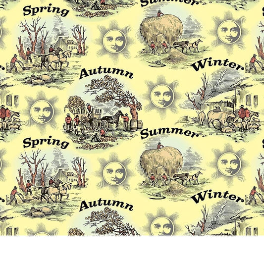 Old Farmer's Almanac Floral Seasonal Etchings 10324 Cotton Woven Fabric