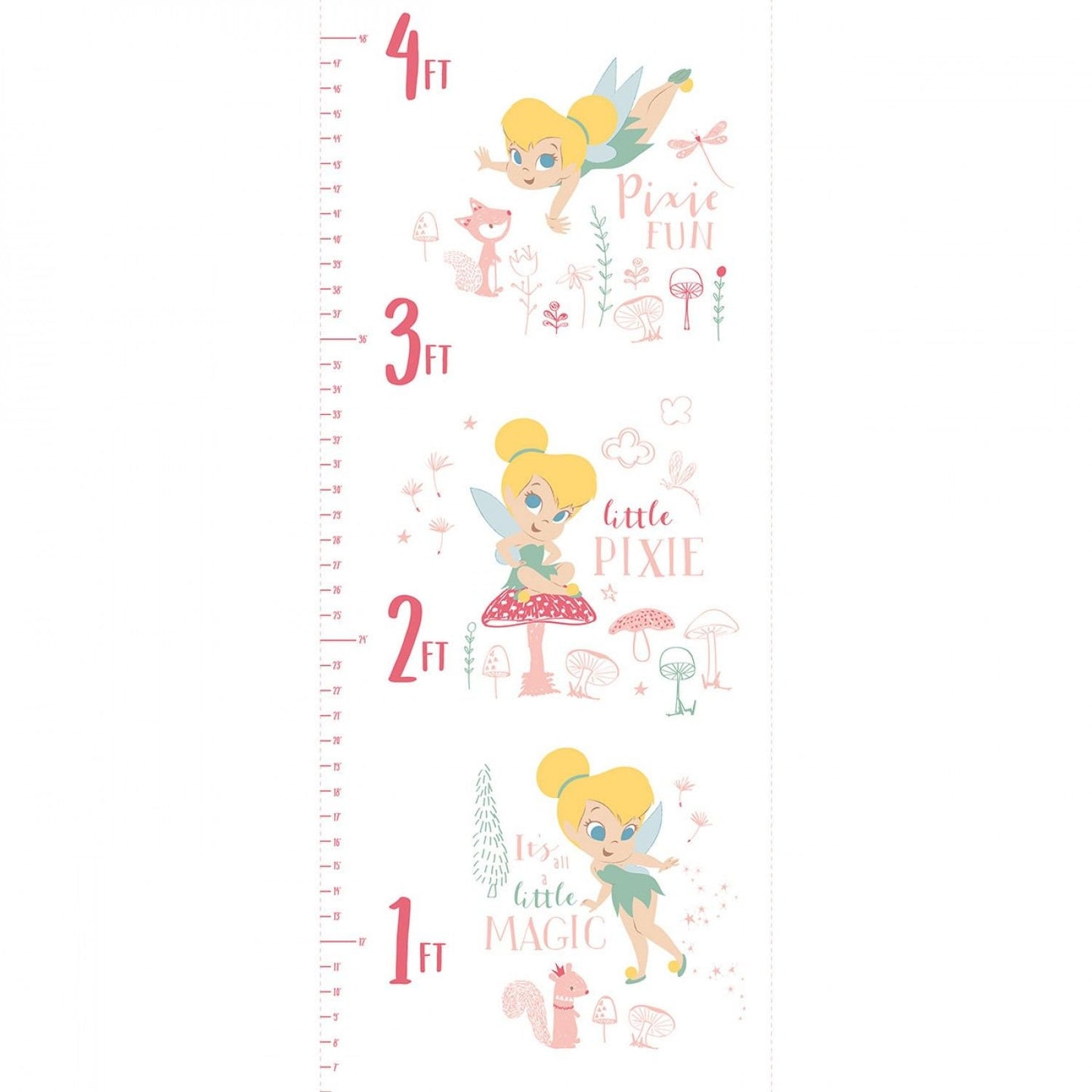 Peter Pan & Tinker Bell 18" Panel Tinker Bell Growth Chart 85400305P-1 Cotton Woven Panel