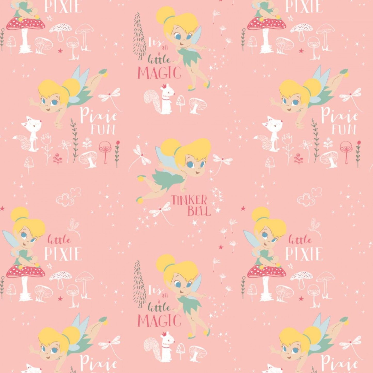 Peter Pan & Tinker Bell Tinker Bell Pixie Magic Lt Pink 85400301-2 Cotton Woven Fabric