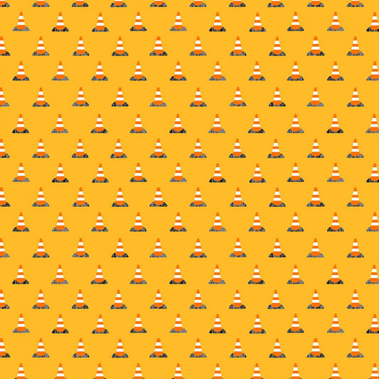 Work Zone by Whistler Studios Cones Yellow 52268-6 Cotton Woven Fabric