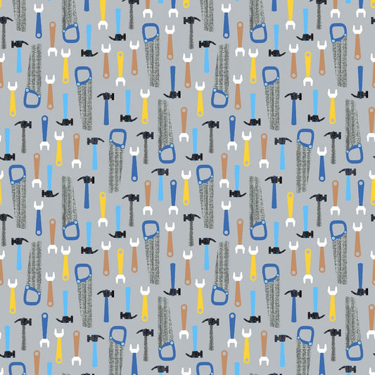 Work Zone by Whistler Studios Tools Grey 52267-5 Cotton Woven Fabric