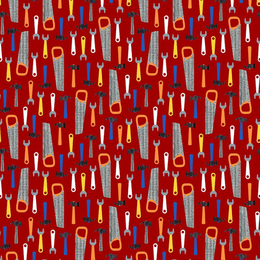 Work Zone by Whistler Studios Tools Red 52267-4  Cotton Woven Fabric