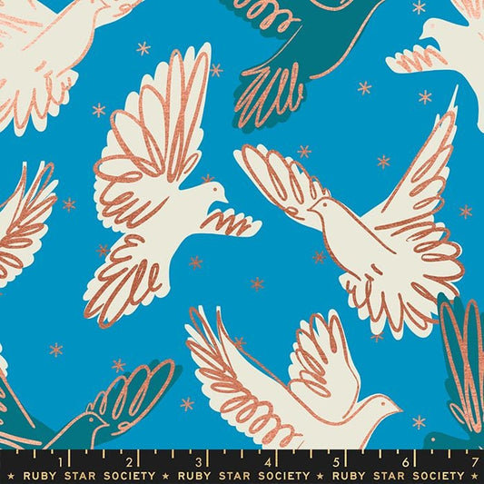 Rise by Melody Miller of Ruby Star Society Fly Bright Blue RS0013-14M Cotton Woven Fabric
