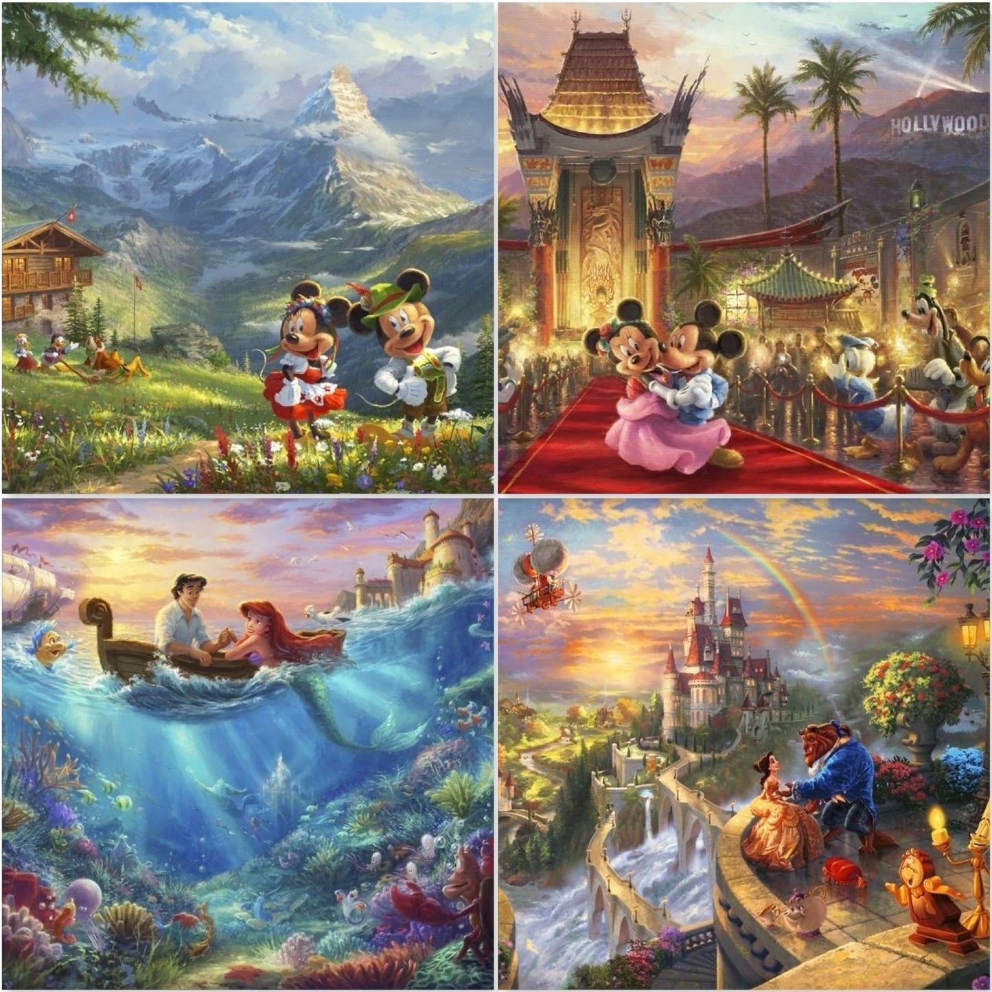 Licensed Disney Dreams Collection 3 by Thomas Kinkade Studios 36" Panel In Hollywood DS-2051-9C-1 Cotton Woven Panel