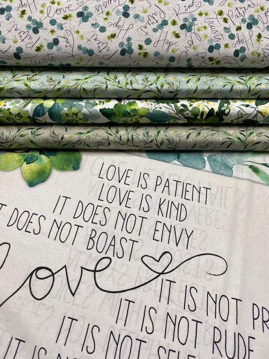 Love Never Fails by Micki Pace Williams Sprigs Dove 27983K Cotton Woven Fabric