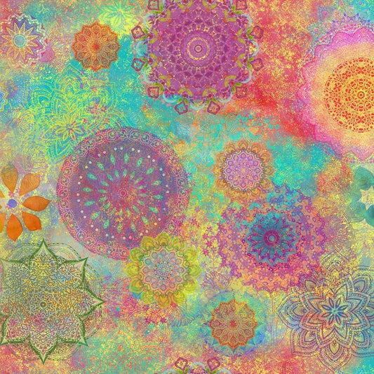 Good Vibes by Sue Zipkin Medallions Multi Y3118-55 Digitally Printed Cotton Woven Fabric