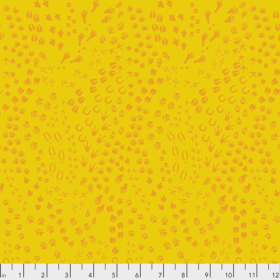 Migration by Lorraine Turner Animal Tracks Yellow PWLT022.YELLOW Cotton Woven Fabric