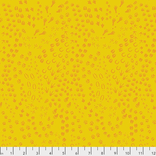 Migration by Lorraine Turner Animal Tracks Yellow PWLT022.YELLOW Cotton Woven Fabric