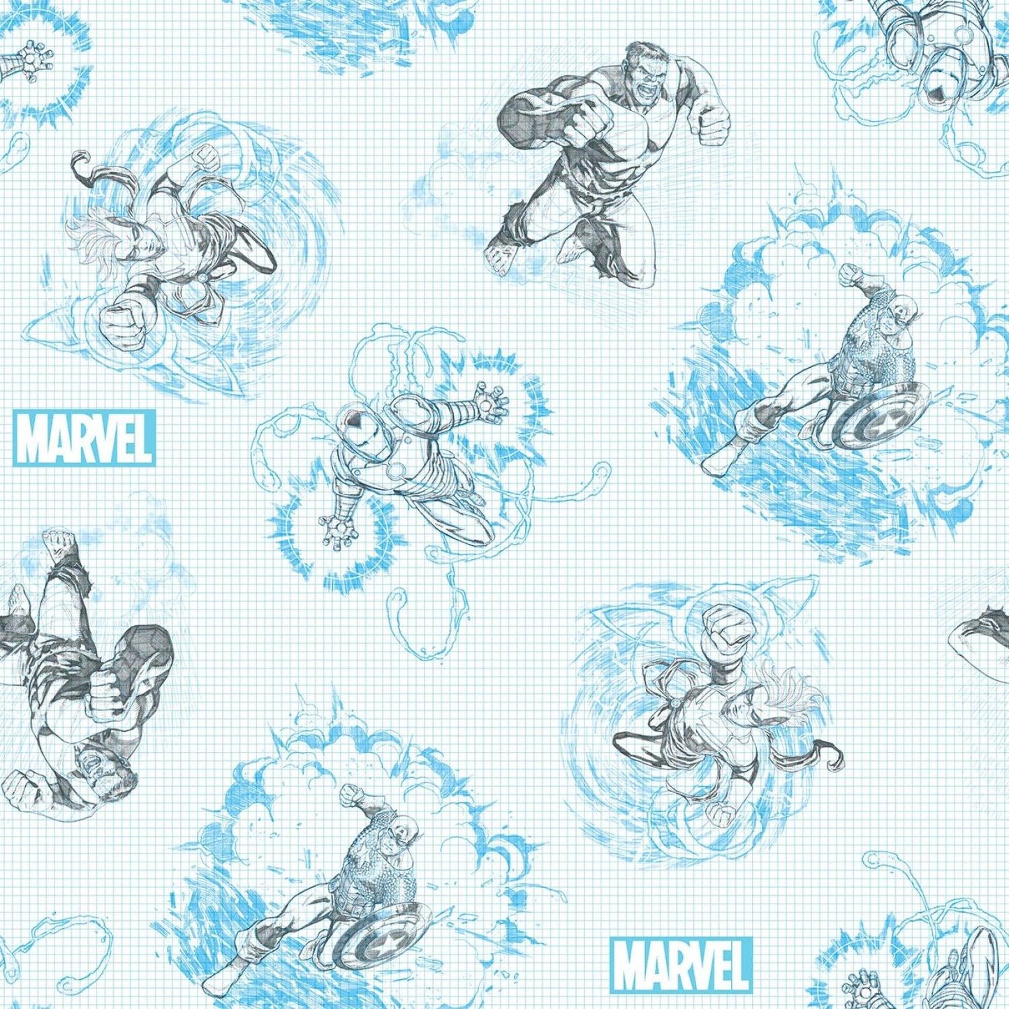 Licensed Marvel Sketch 71493G550715 Cotton Woven Fabric