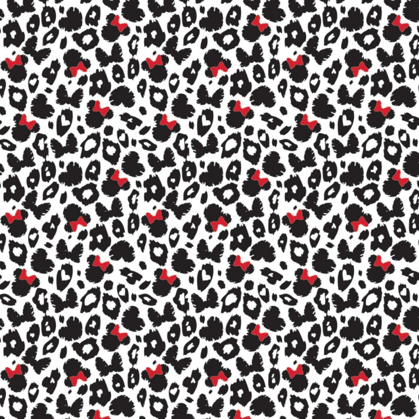 Licensed Disney Minnie Mouse Leopard Print Black 85270202-4 Cotton Woven Fabric