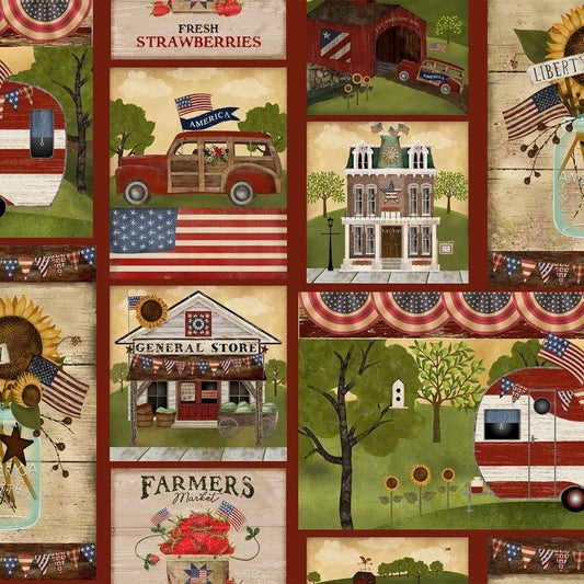 Patriotic Summer by Beth Albert Patch 17342-MLT Cotton Woven Fabric