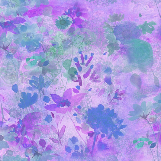 Good Vibes by Sue Zipkin Floral Light Purple Y3119-26 Digitally Printed Cotton Woven Fabric