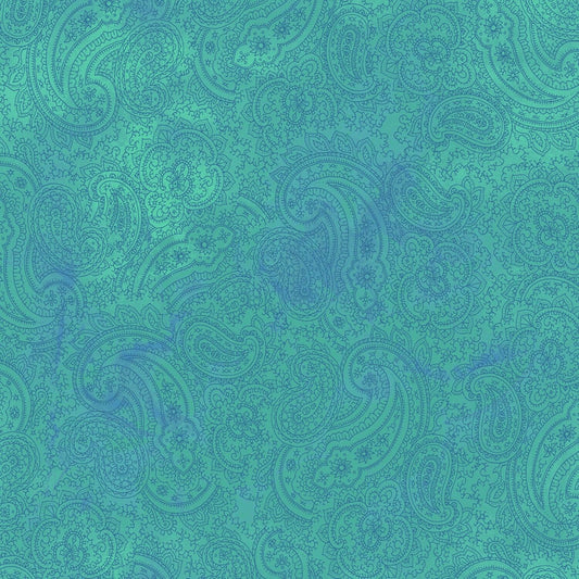 Good Vibes by Sue Zipkin Paisley Dark Turquoise Y3122-101 Digitally Printed Cotton Woven Fabric