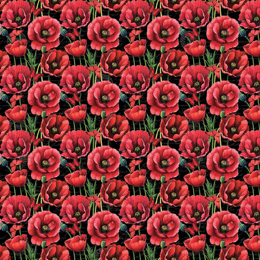 Ooh la la! by Michael Design Works Poppy All Over Black 23565-99 Cotton Woven Fabric